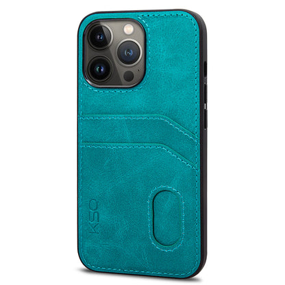 KSQ 001 Series All Edge Wrapped Hard Phone Cover for iPhone 13 Pro 6.1 inch, Anti-scratch TPU+PC+PU Leather Case with Card Slots