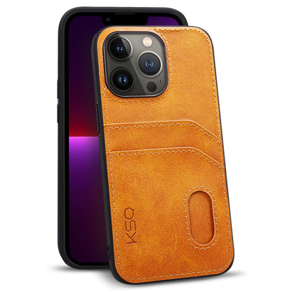 KSQ 001 Series All Edge Wrapped Hard Phone Cover for iPhone 13 Pro 6.1 inch, Anti-scratch TPU+PC+PU Leather Case with Card Slots