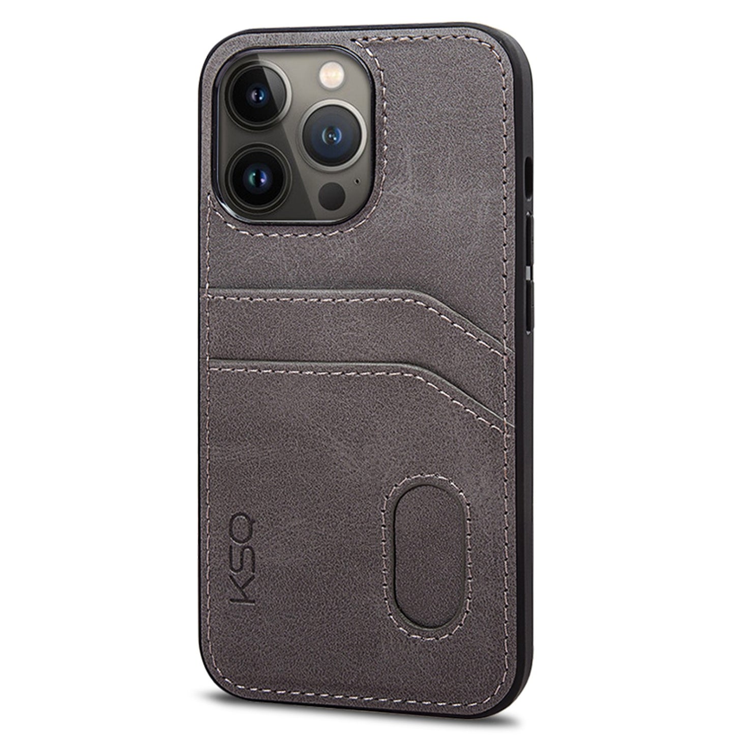 KSQ 001 Series All Edge Wrapped Hard Phone Cover for iPhone 13 Pro 6.1 inch, Anti-scratch TPU+PC+PU Leather Case with Card Slots