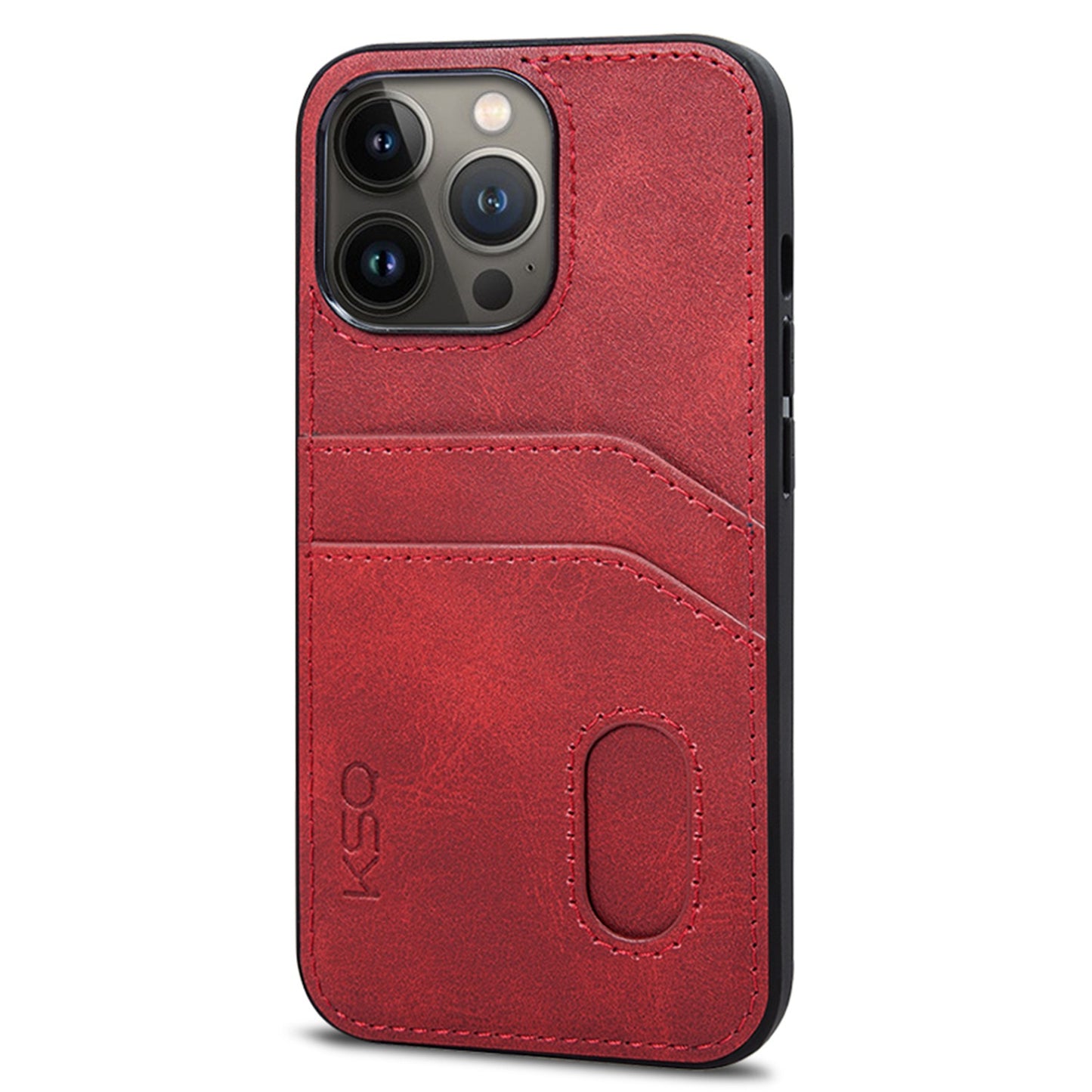 KSQ 001 Series All Edge Wrapped Hard Phone Cover for iPhone 13 Pro 6.1 inch, Anti-scratch TPU+PC+PU Leather Case with Card Slots