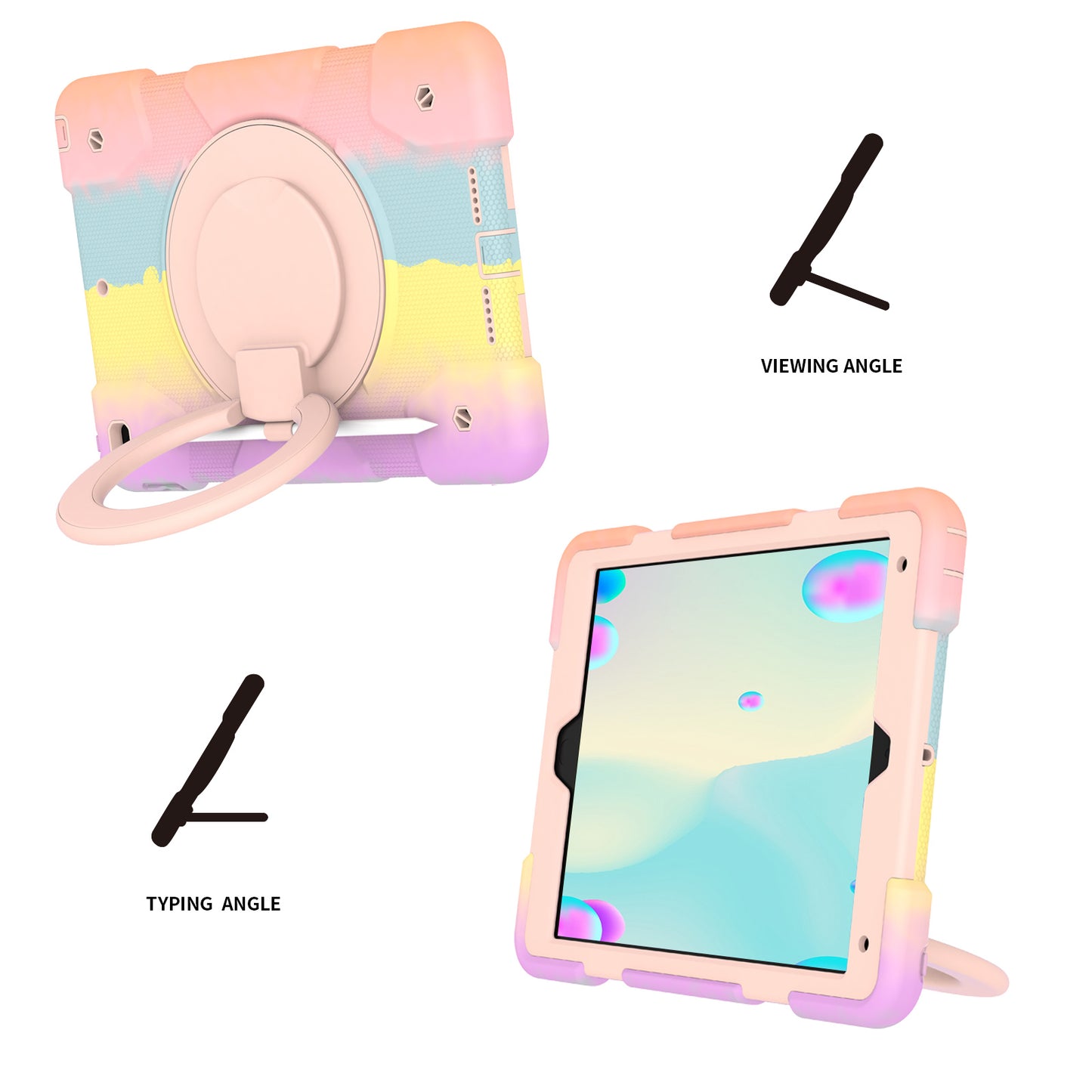 For iPad 10.2 (2021)/(2019)/(2020) Shockproof Case Anti-fall Colorful Tablet Cover Scratch Resistant Portable Protective Case with Kickstand/Pencil Holder