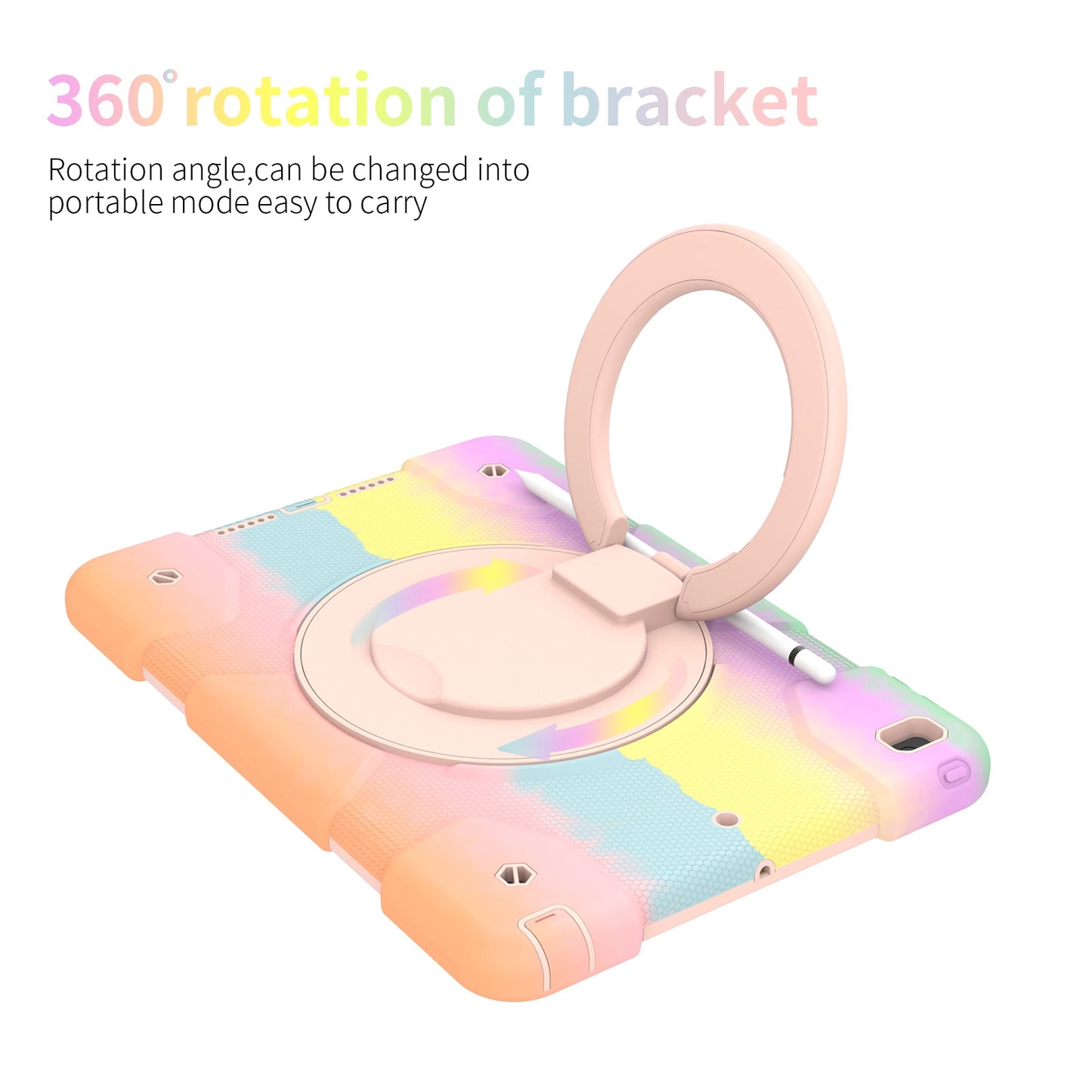For iPad 10.2 (2021)/(2019)/(2020) Shockproof Case Anti-fall Colorful Tablet Cover Scratch Resistant Portable Protective Case with Kickstand/Pencil Holder
