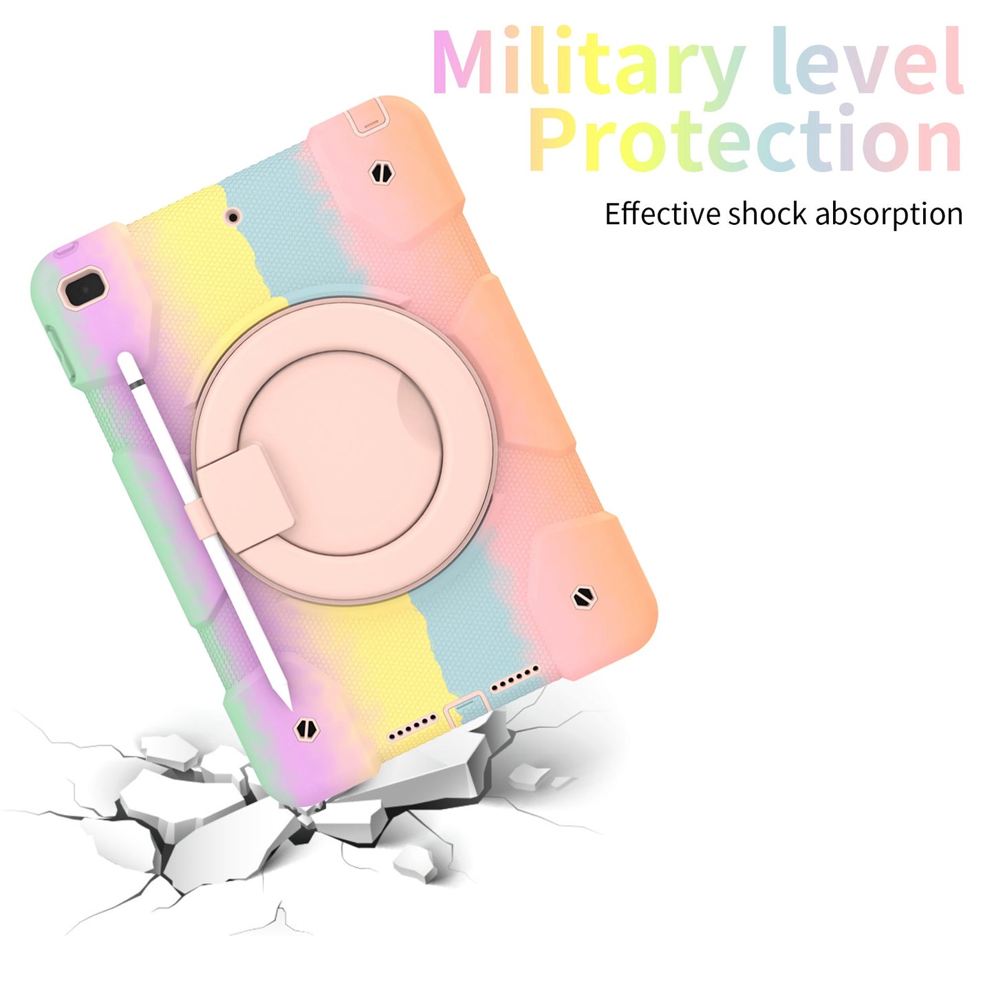 For iPad 10.2 (2021)/(2019)/(2020) Shockproof Case Anti-fall Colorful Tablet Cover Scratch Resistant Portable Protective Case with Kickstand/Pencil Holder
