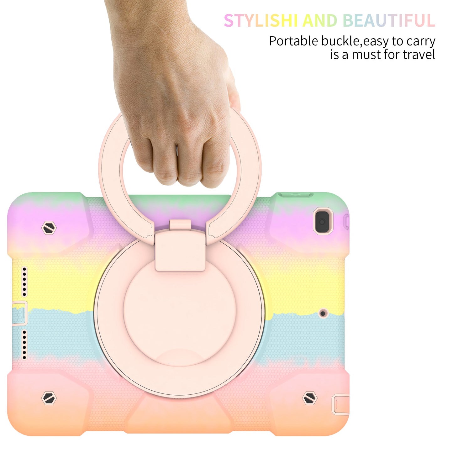 For iPad 10.2 (2021)/(2019)/(2020) Shockproof Case Anti-fall Colorful Tablet Cover Scratch Resistant Portable Protective Case with Kickstand/Pencil Holder