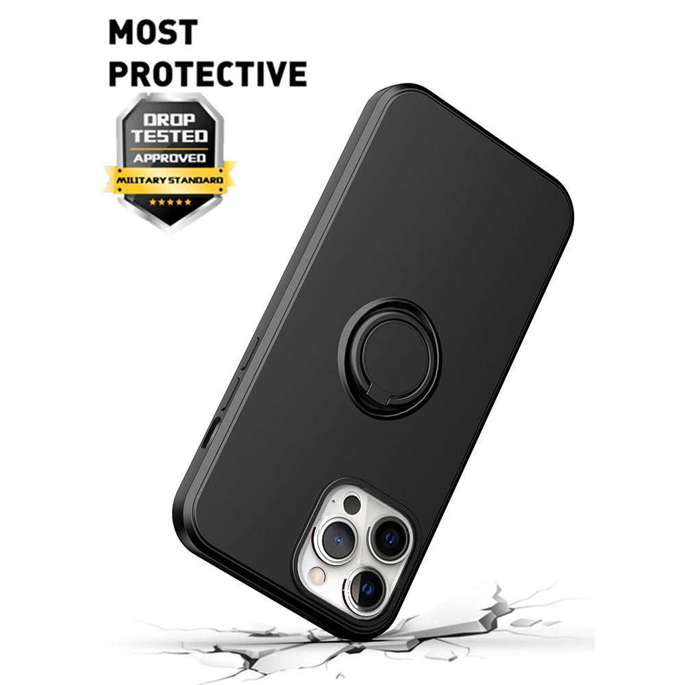 Ring Kickstand TPU Case for iPhone 13 Pro 6.1 inch, Drop-proof Rubberized Phone Protective Cover