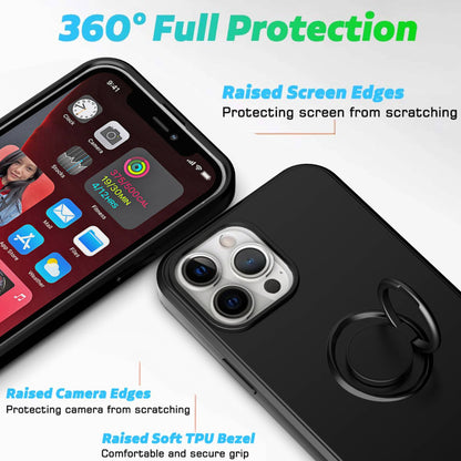 Ring Kickstand TPU Case for iPhone 13 Pro 6.1 inch, Drop-proof Rubberized Phone Protective Cover