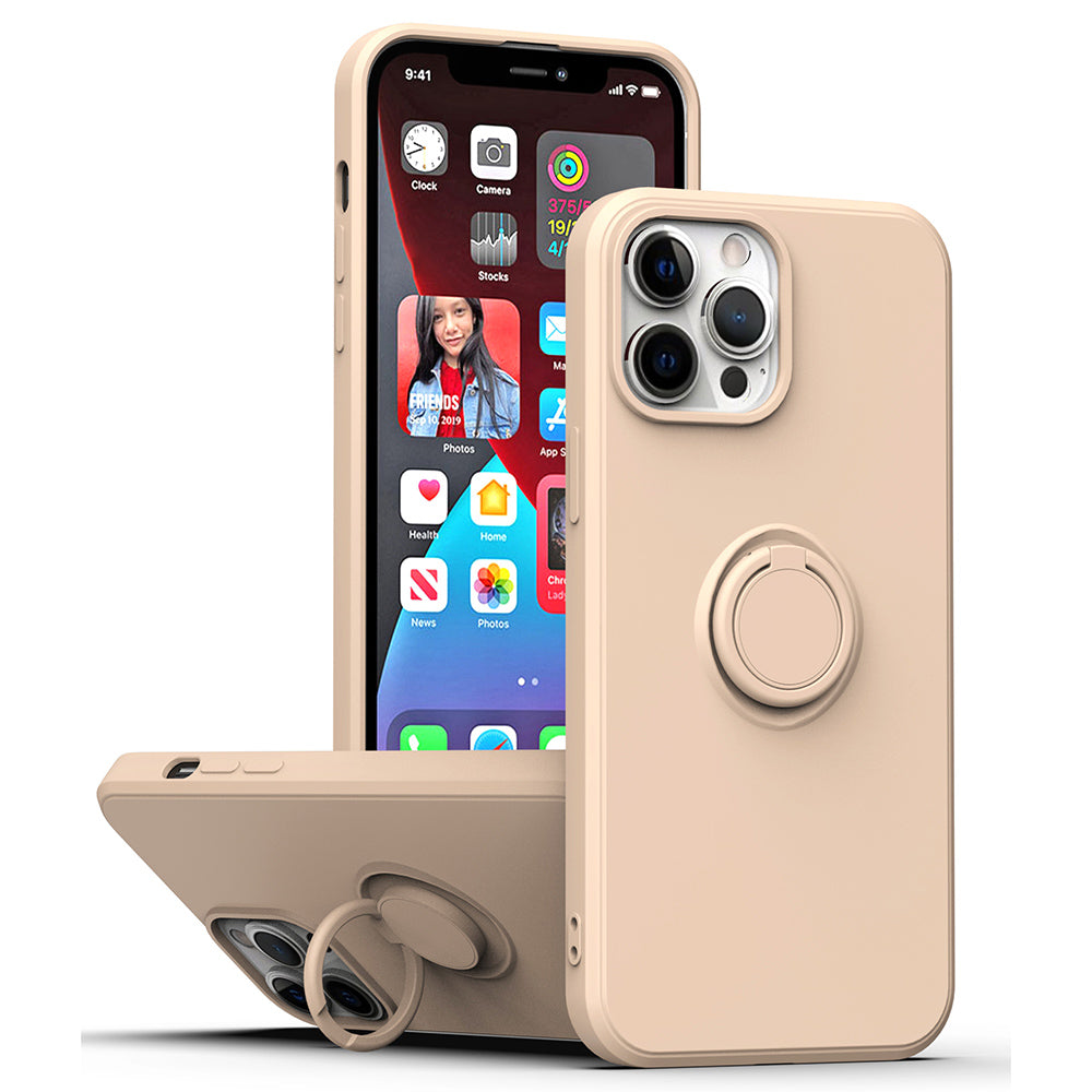 Ring Kickstand TPU Case for iPhone 13 Pro 6.1 inch, Drop-proof Rubberized Phone Protective Cover