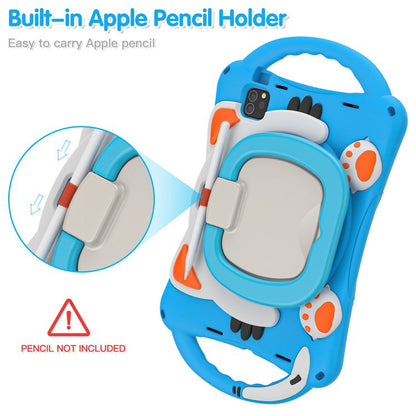 For iPad Air (2022)/(2020)/iPad Pro 11-inch (2021)/(2020)/(2018) PC + Silicone Rotating Kickstand Handle Grip Case Rugged Impact Drop Protection Cover with Pencil Holder
