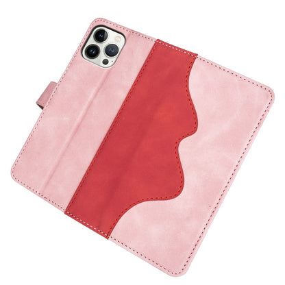For iPhone 13 Pro 6.1 inch Color Splicing Shock Absorbing PU Leather + TPU Phone Case Protector with Stand Wallet