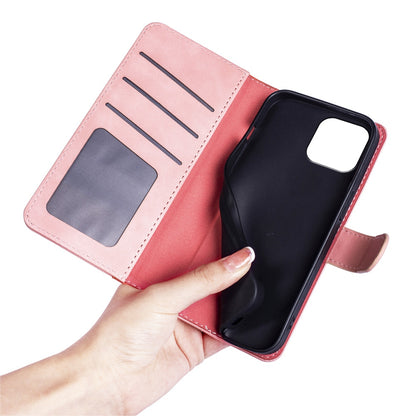 For iPhone 13 Pro 6.1 inch Color Splicing Shock Absorbing PU Leather + TPU Phone Case Protector with Stand Wallet