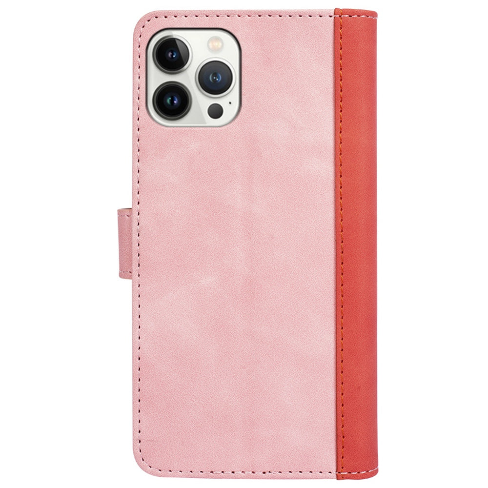 For iPhone 13 Pro 6.1 inch Color Splicing Shock Absorbing PU Leather + TPU Phone Case Protector with Stand Wallet