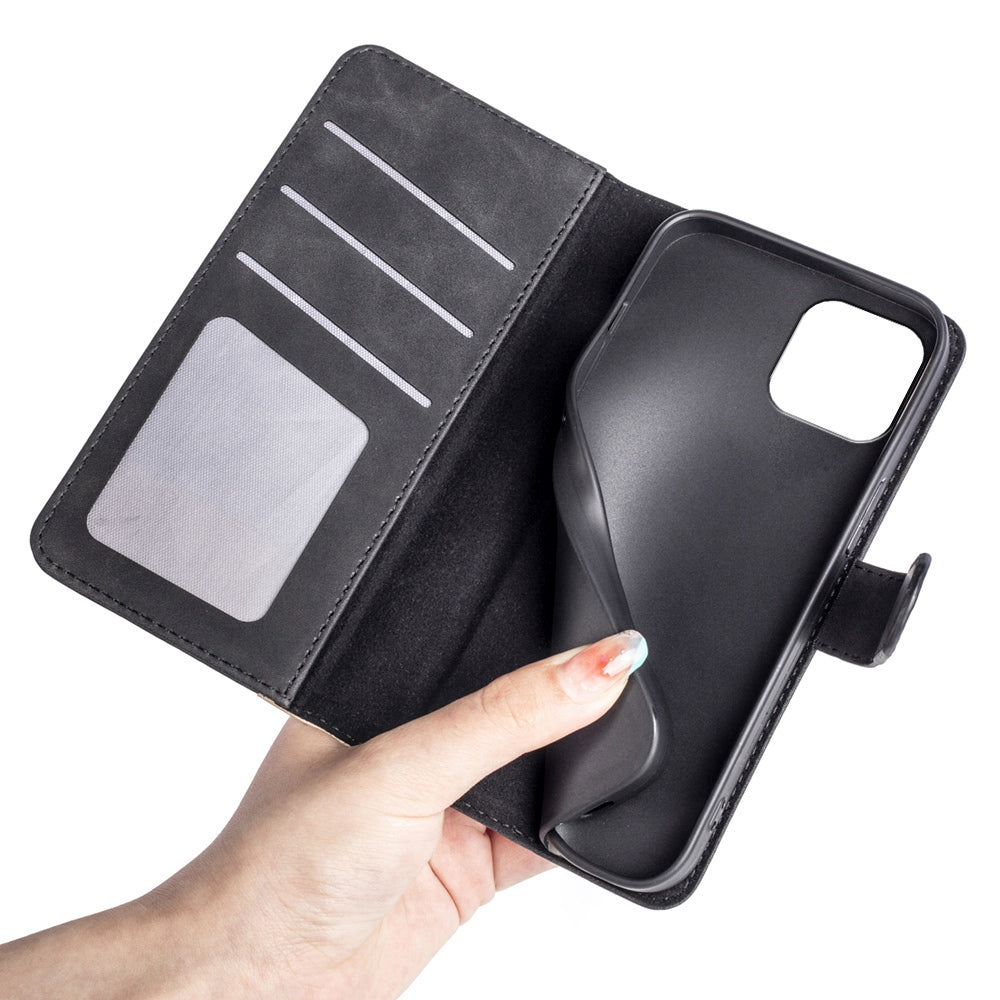 For iPhone 13 Pro 6.1 inch Color Splicing Shock Absorbing PU Leather + TPU Phone Case Protector with Stand Wallet