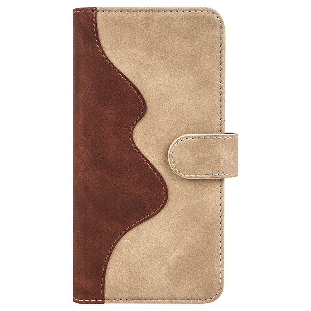 For iPhone 13 Pro 6.1 inch Color Splicing Shock Absorbing PU Leather + TPU Phone Case Protector with Stand Wallet