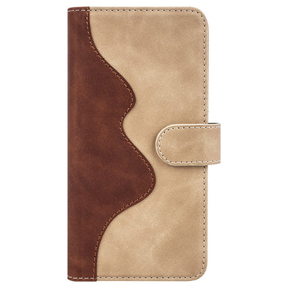 For iPhone 13 Pro 6.1 inch Color Splicing Shock Absorbing PU Leather + TPU Phone Case Protector with Stand Wallet