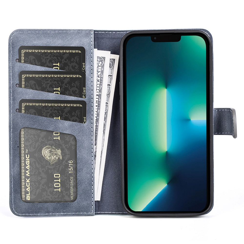 For iPhone 13 Pro 6.1 inch Color Splicing Shock Absorbing PU Leather + TPU Phone Case Protector with Stand Wallet