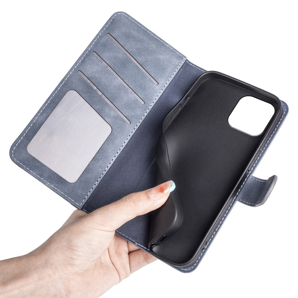 For iPhone 13 Pro 6.1 inch Color Splicing Shock Absorbing PU Leather + TPU Phone Case Protector with Stand Wallet