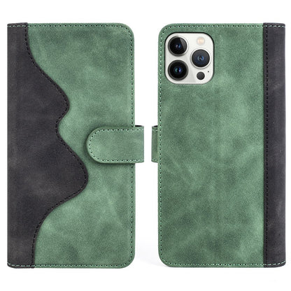 For iPhone 13 Pro 6.1 inch Color Splicing Shock Absorbing PU Leather + TPU Phone Case Protector with Stand Wallet