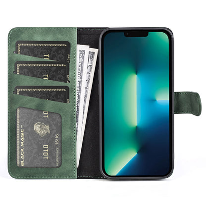 For iPhone 13 Pro 6.1 inch Color Splicing Shock Absorbing PU Leather + TPU Phone Case Protector with Stand Wallet