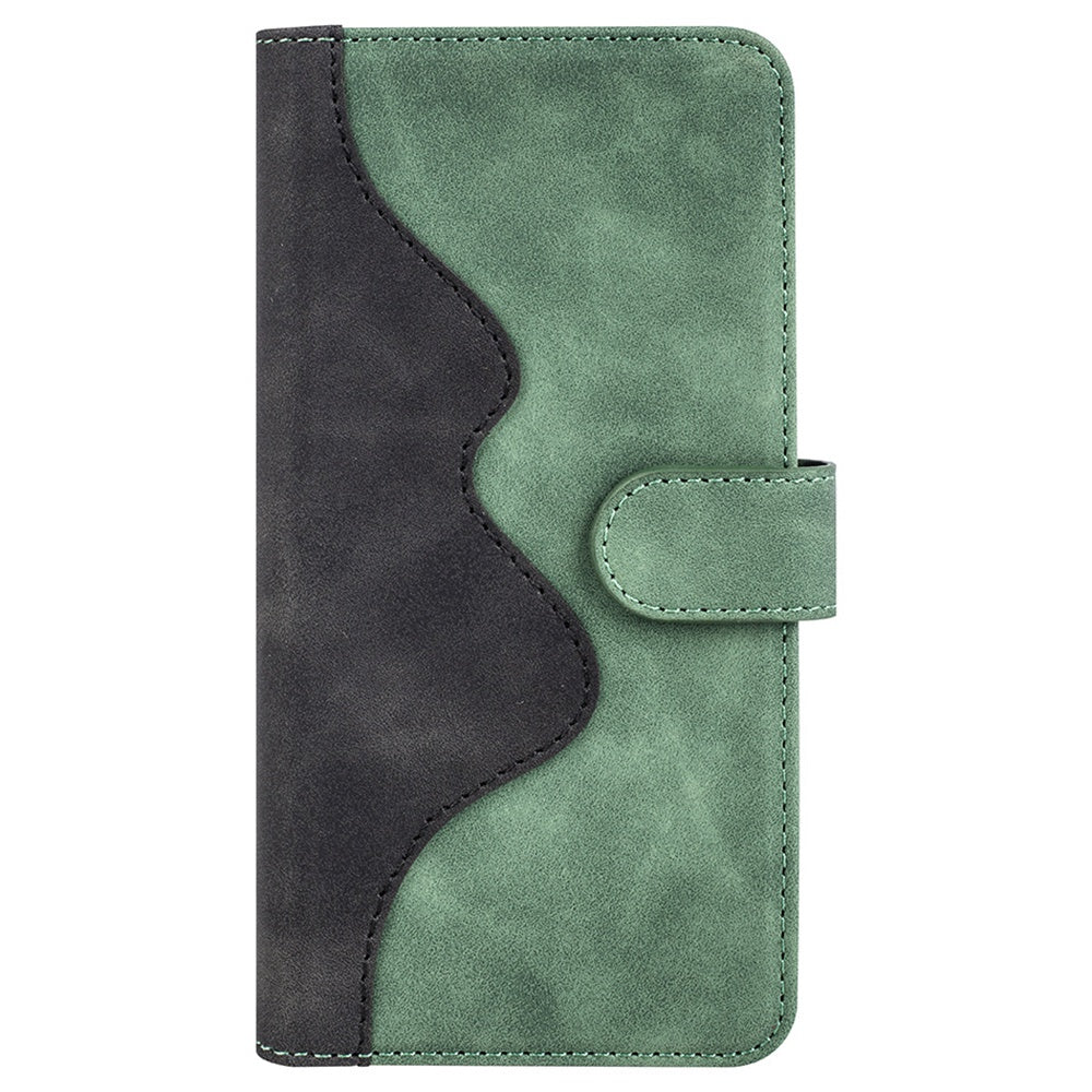 For iPhone 13 Pro 6.1 inch Color Splicing Shock Absorbing PU Leather + TPU Phone Case Protector with Stand Wallet
