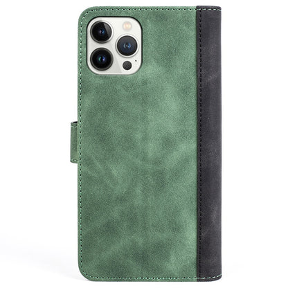 For iPhone 13 Pro 6.1 inch Color Splicing Shock Absorbing PU Leather + TPU Phone Case Protector with Stand Wallet