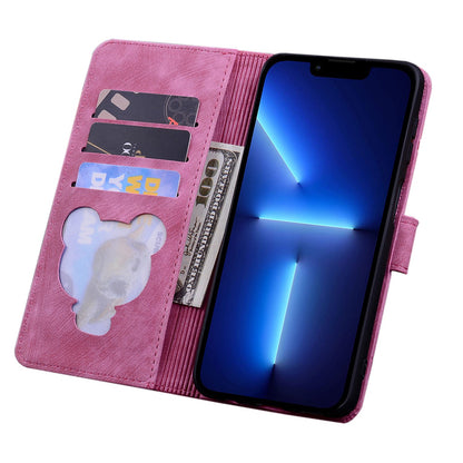 For iPhone 13 Pro 6.1 inch Shockproof Flip Case Phone Wallet Cherry Blossom Cat Imprinted PU Leather Stand Cover with Strap Card Holder