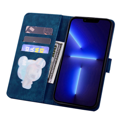 For iPhone 13 Pro 6.1 inch Shockproof Flip Case Phone Wallet Cherry Blossom Cat Imprinted PU Leather Stand Cover with Strap Card Holder