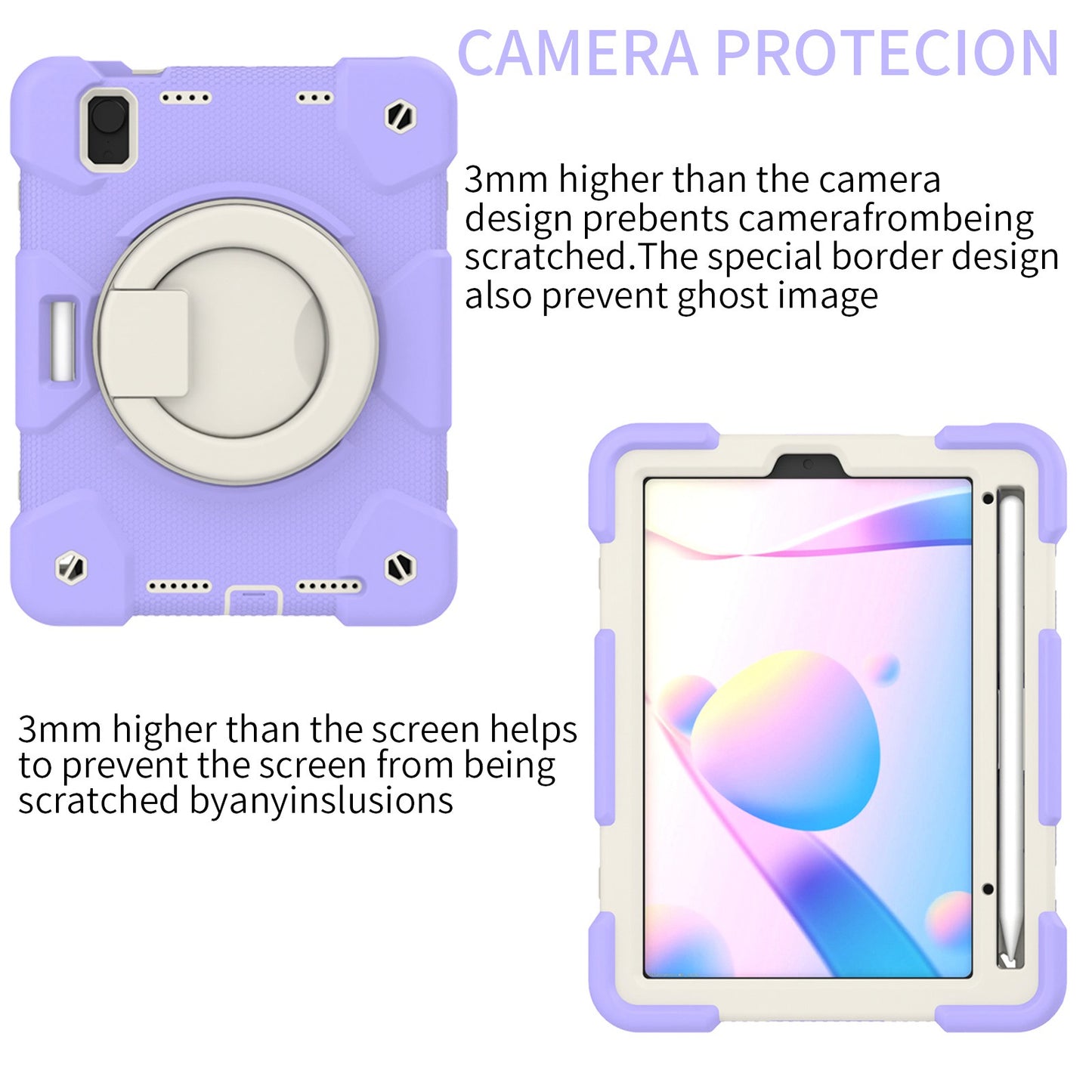 For iPad mini (2021) Case Hard PC + Soft Silicone Shockproof Kickstand Cover with Pencil Holder and Shoulder Strap