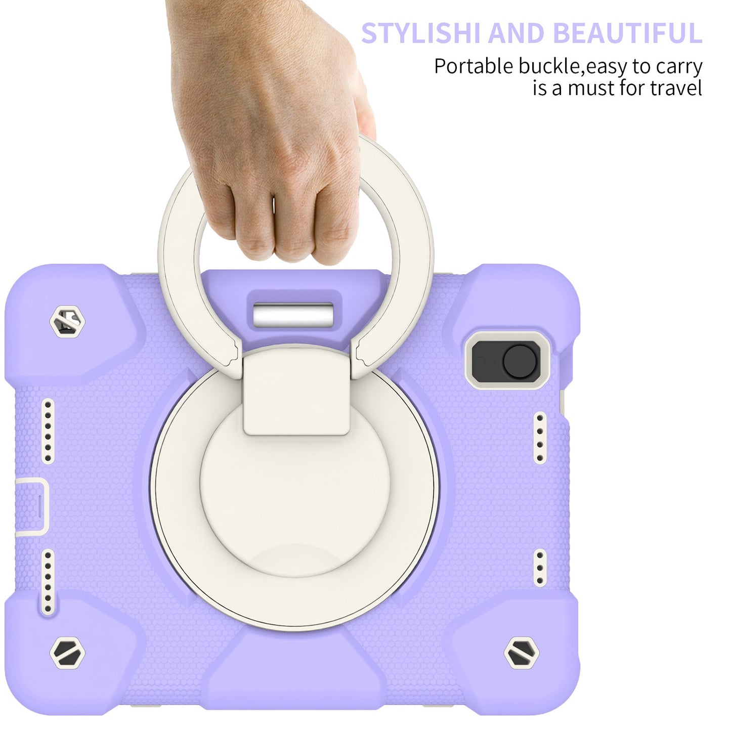 For iPad mini (2021) Case Hard PC + Soft Silicone Shockproof Kickstand Cover with Pencil Holder and Shoulder Strap