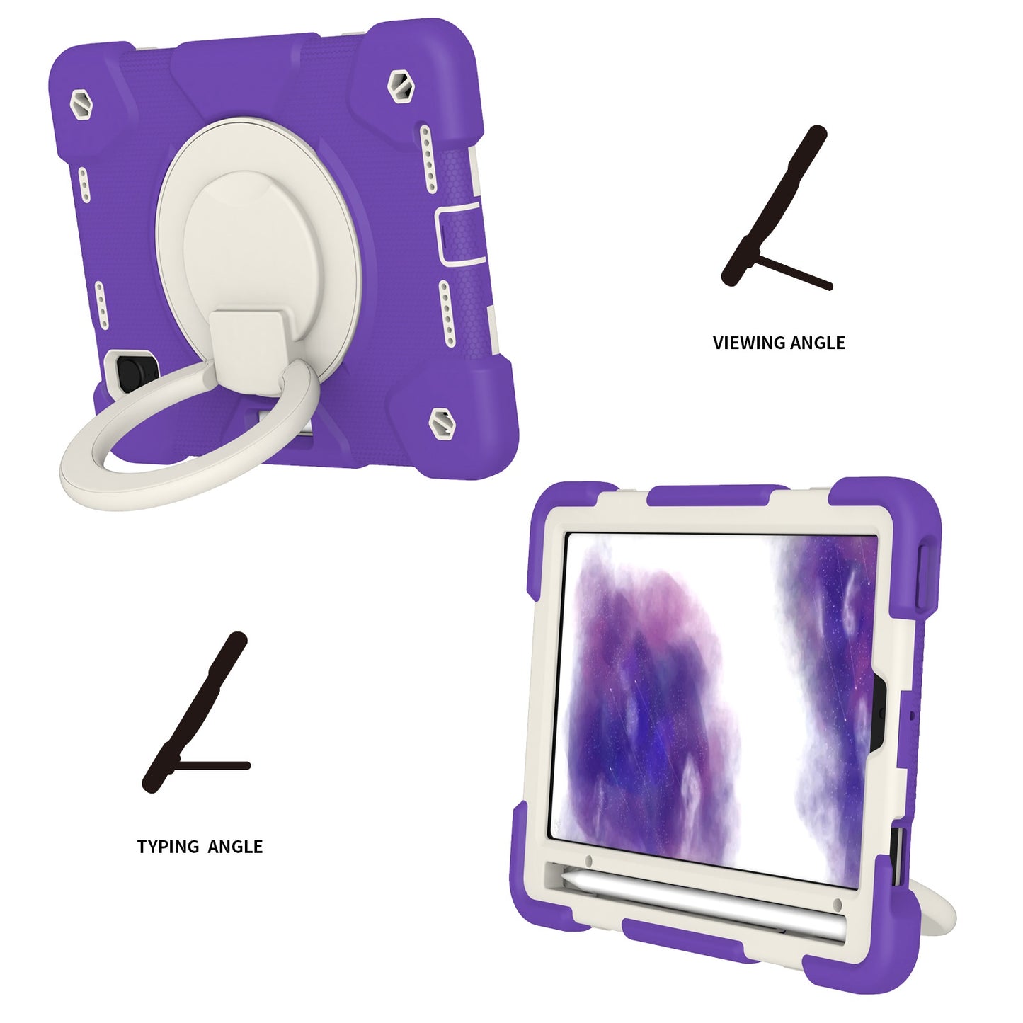 For iPad mini (2021) Case Hard PC + Soft Silicone Shockproof Kickstand Cover with Pencil Holder and Shoulder Strap