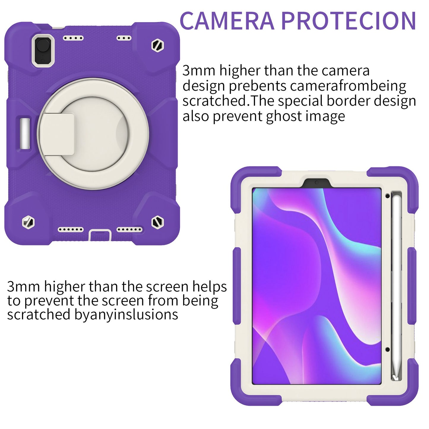 For iPad mini (2021) Case Hard PC + Soft Silicone Shockproof Kickstand Cover with Pencil Holder and Shoulder Strap