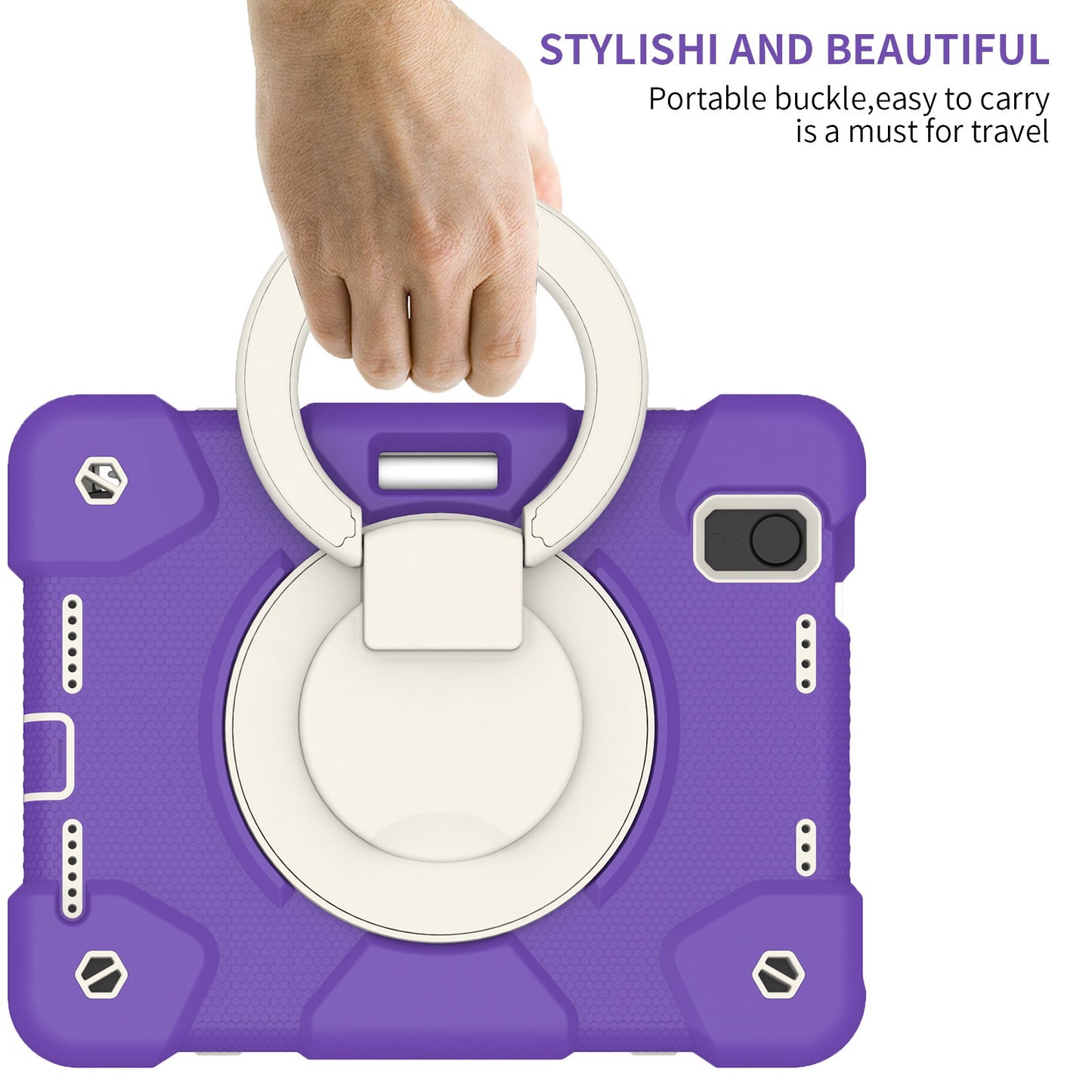 For iPad mini (2021) Case Hard PC + Soft Silicone Shockproof Kickstand Cover with Pencil Holder and Shoulder Strap