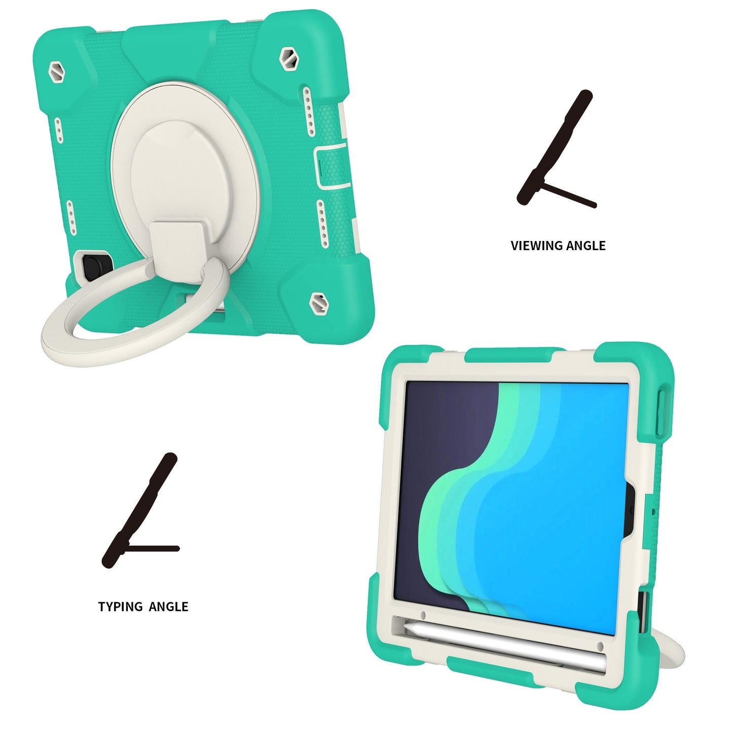 For iPad mini (2021) Case Hard PC + Soft Silicone Shockproof Kickstand Cover with Pencil Holder and Shoulder Strap