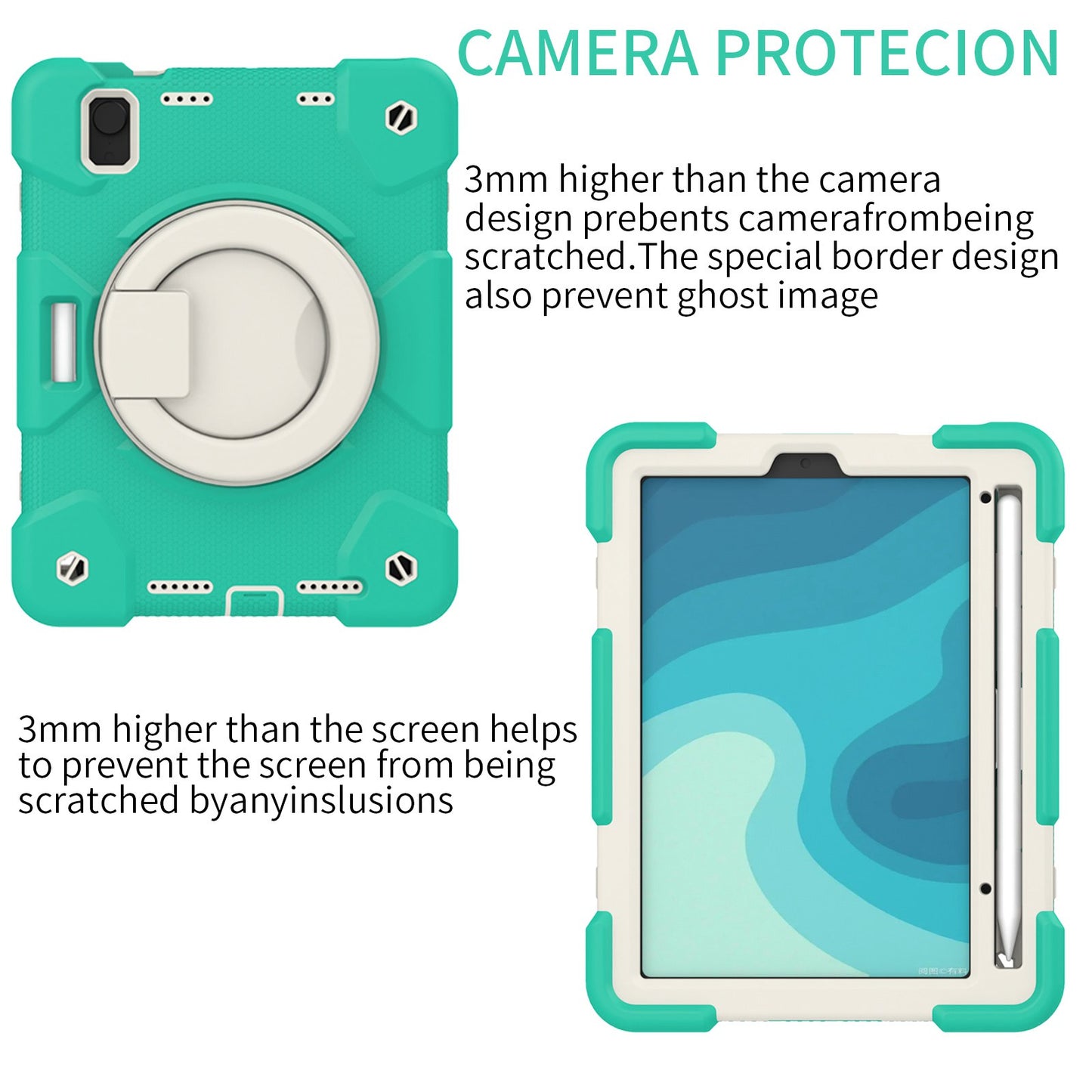 For iPad mini (2021) Case Hard PC + Soft Silicone Shockproof Kickstand Cover with Pencil Holder and Shoulder Strap