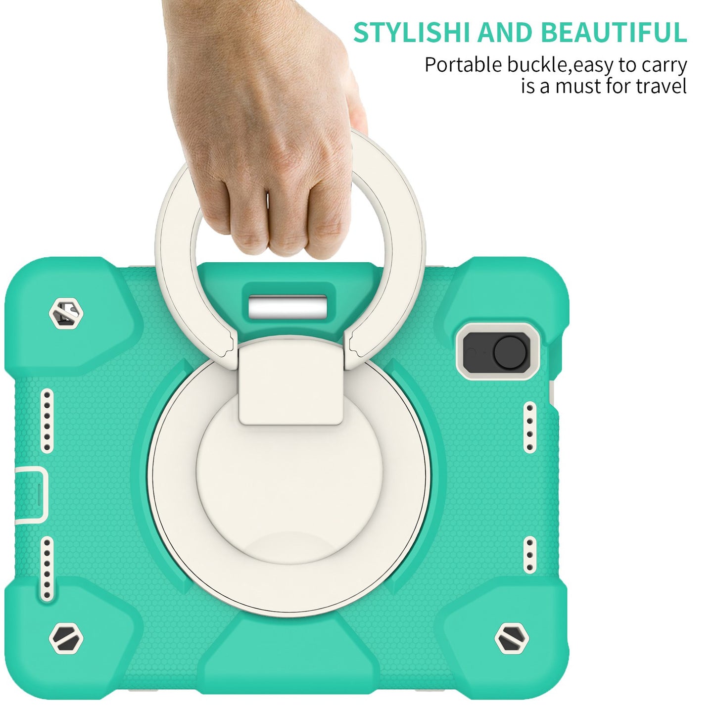 For iPad mini (2021) Case Hard PC + Soft Silicone Shockproof Kickstand Cover with Pencil Holder and Shoulder Strap