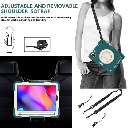For iPad mini (2021) Case Hard PC + Soft Silicone Shockproof Kickstand Cover with Pencil Holder and Shoulder Strap