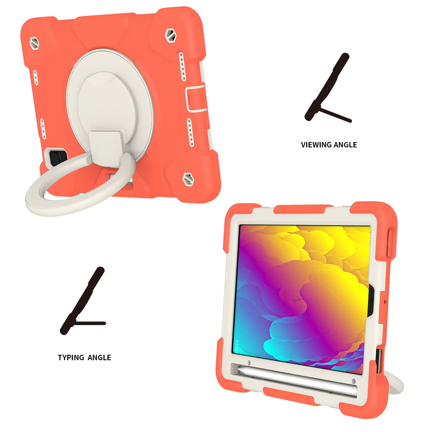 For iPad mini (2021) Case Hard PC + Soft Silicone Shockproof Kickstand Cover with Pencil Holder and Shoulder Strap