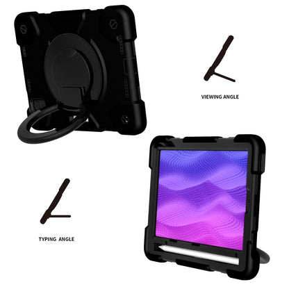 For iPad mini (2021) Case Hard PC + Soft Silicone Shockproof Kickstand Cover with Pencil Holder and Shoulder Strap
