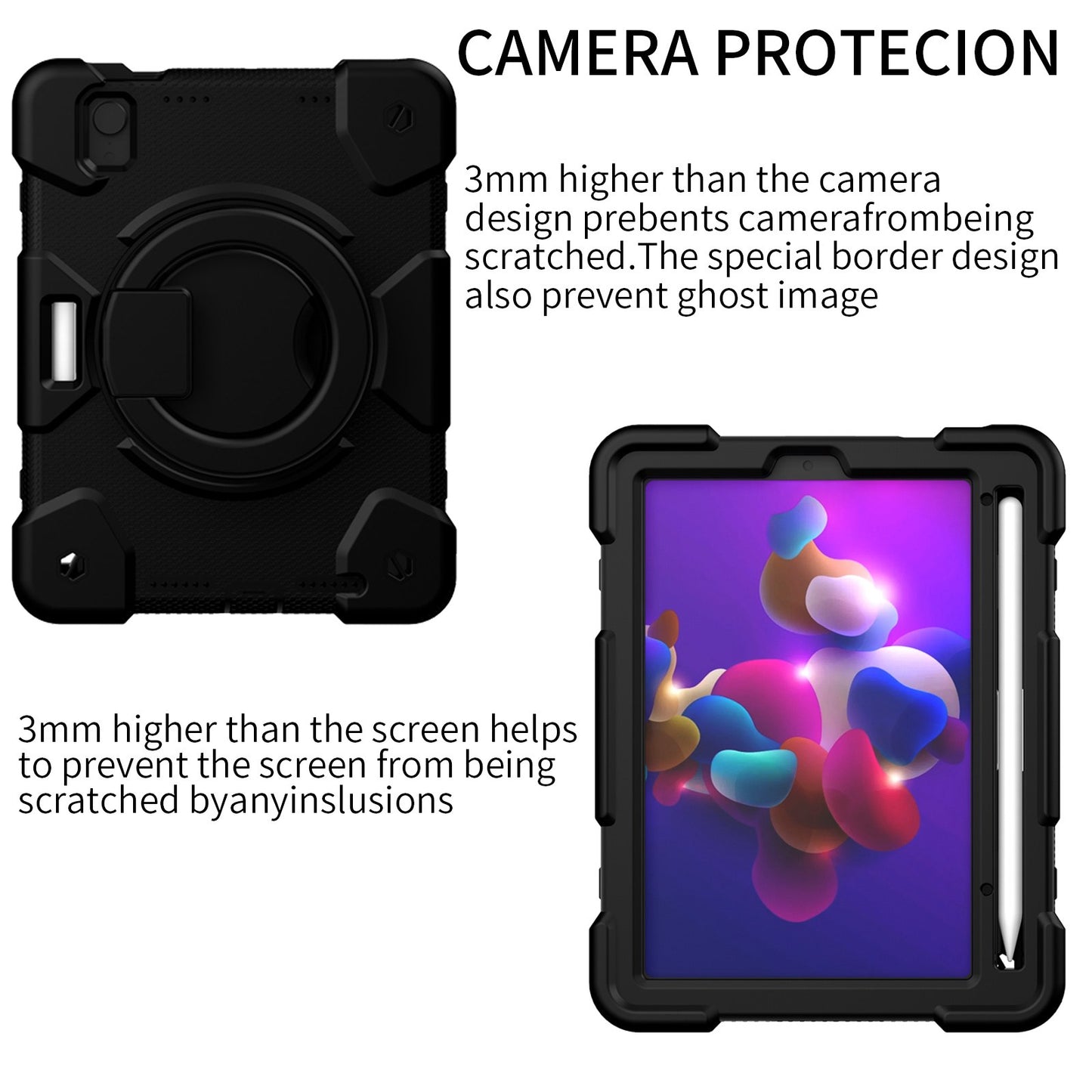 For iPad mini (2021) Case Hard PC + Soft Silicone Shockproof Kickstand Cover with Pencil Holder and Shoulder Strap