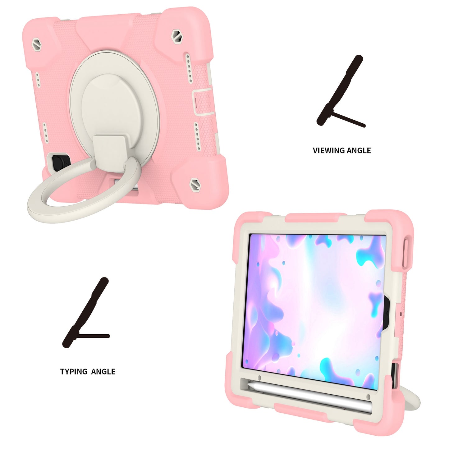 For iPad mini (2021) Case Hard PC + Soft Silicone Shockproof Kickstand Cover with Pencil Holder and Shoulder Strap