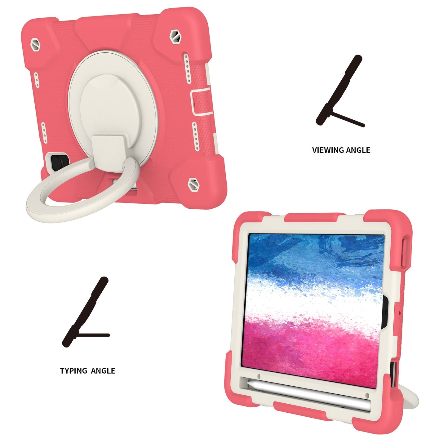 For iPad mini (2021) Case Hard PC + Soft Silicone Shockproof Kickstand Cover with Pencil Holder and Shoulder Strap