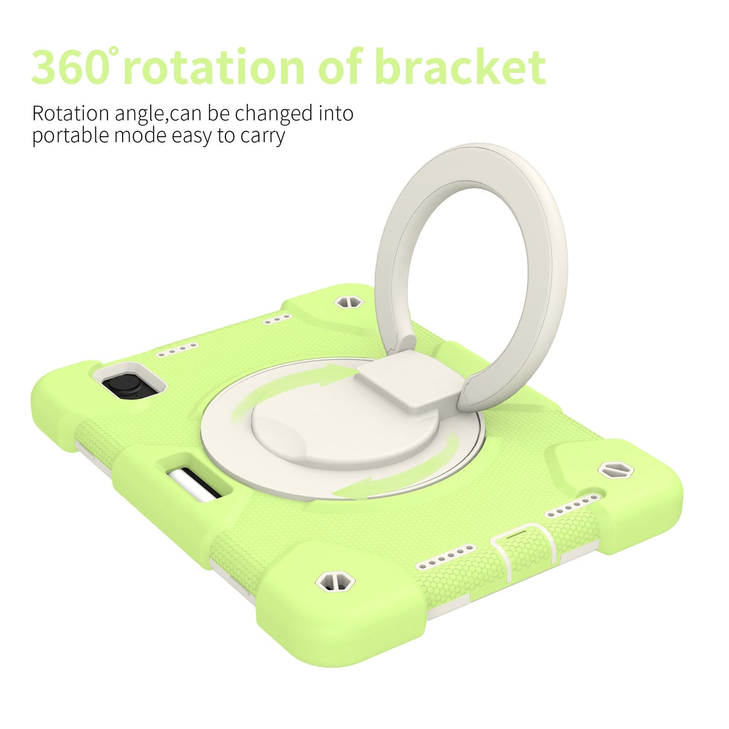 For iPad mini (2021) Case Hard PC + Soft Silicone Shockproof Kickstand Cover with Pencil Holder and Shoulder Strap