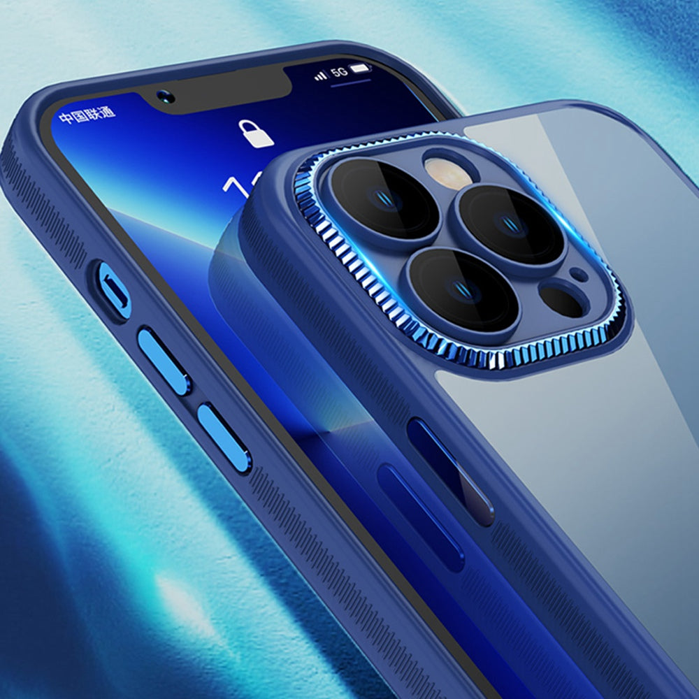 For iPhone 13 Pro 6.1 inch TPU Bumper Acrylic Back Clear Case Anti-slip Grip Camera Protection Cover