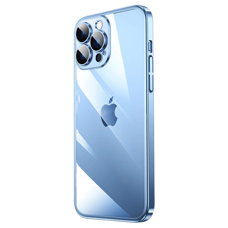 For iPhone 13 Pro 6.1 inch Electroplated Edge Hard PC Clear Case Camera Protection Shockproof Anti-Fall Phone Cover