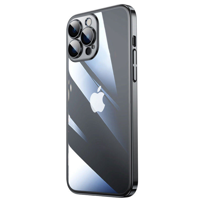 For iPhone 13 Pro 6.1 inch Electroplated Edge Hard PC Clear Case Camera Protection Shockproof Anti-Fall Phone Cover