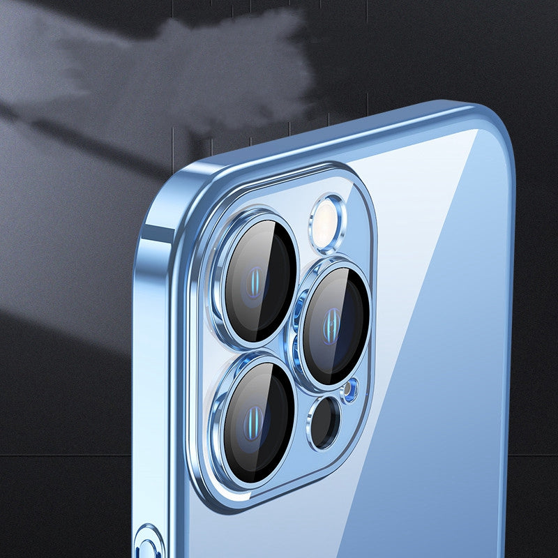 For iPhone 13 Pro 6.1 inch Electroplated Edge Hard PC Clear Case Camera Protection Shockproof Anti-Fall Phone Cover