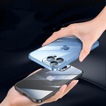 For iPhone 13 Pro 6.1 inch Electroplated Edge Hard PC Clear Case Camera Protection Shockproof Anti-Fall Phone Cover