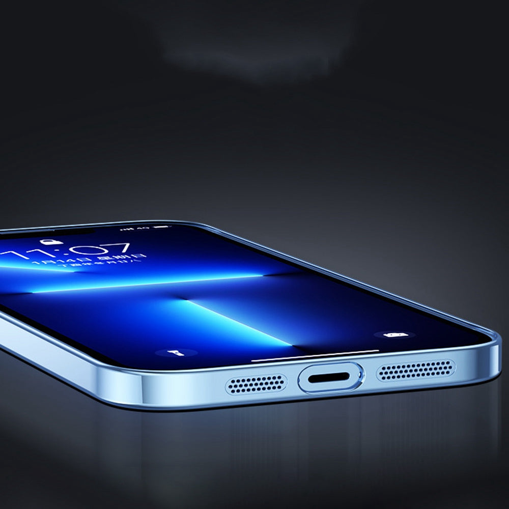 For iPhone 13 Pro 6.1 inch Electroplated Edge Hard PC Clear Case Camera Protection Shockproof Anti-Fall Phone Cover