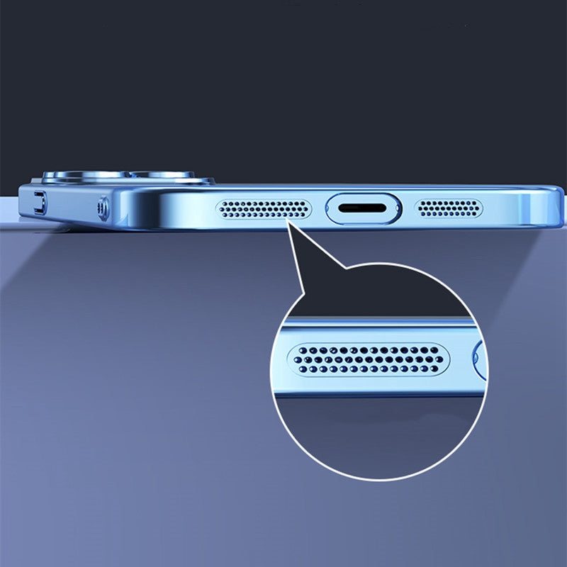 For iPhone 13 Pro 6.1 inch Electroplated Edge Hard PC Clear Case Camera Protection Shockproof Anti-Fall Phone Cover