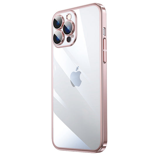 For iPhone 13 Pro 6.1 inch Electroplated Edge Hard PC Clear Case Camera Protection Shockproof Anti-Fall Phone Cover