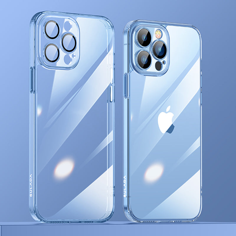 SULADA Crystal Steel Series for iPhone 13 Pro 6.1 inch TPU + Tempered Glass Hybrid Phone Case Electroplating Airbag Anti-fall Protection Cover